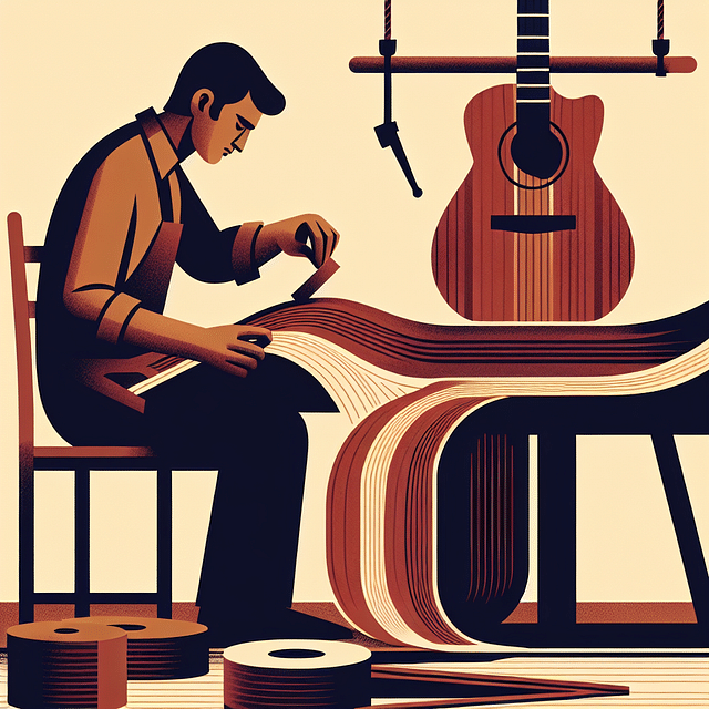 luthier bending wood for acoustic guitar body