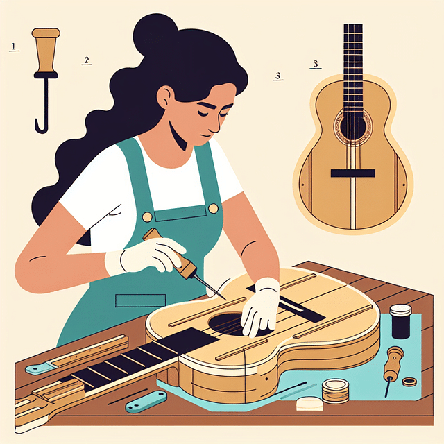 luthier shaping and bracing an acoustic guitar soundboard