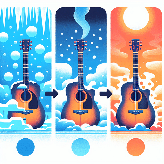 acoustic guitar being moved from a cold area to a warm one