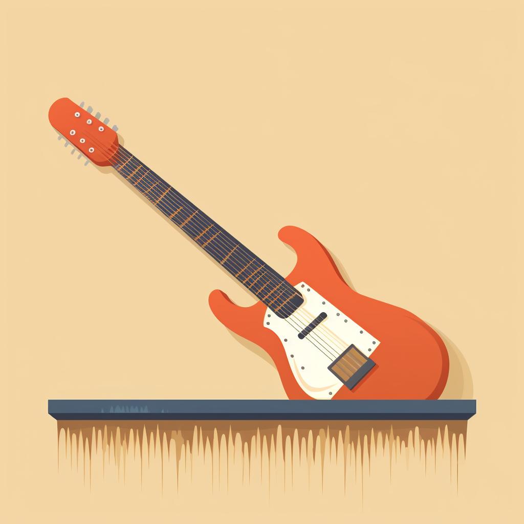 A small brush cleaning the fretboard of a guitar