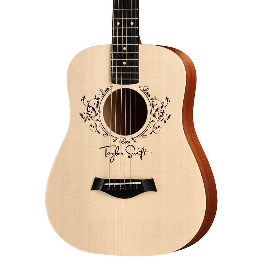 Kid\'s guitar with highlighted features such as action, neck size, weight, and strings